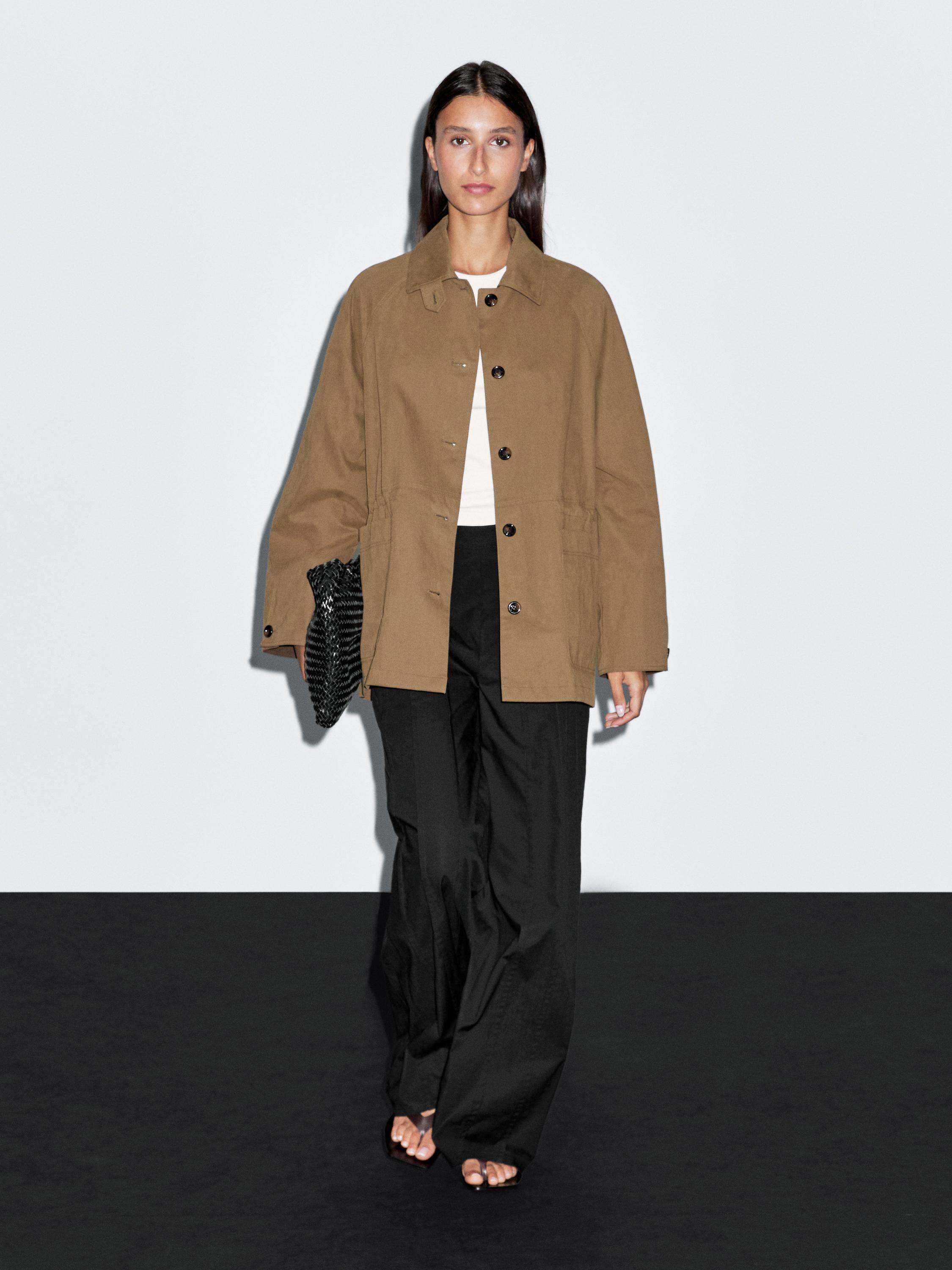 Trench taille ajustée en coton