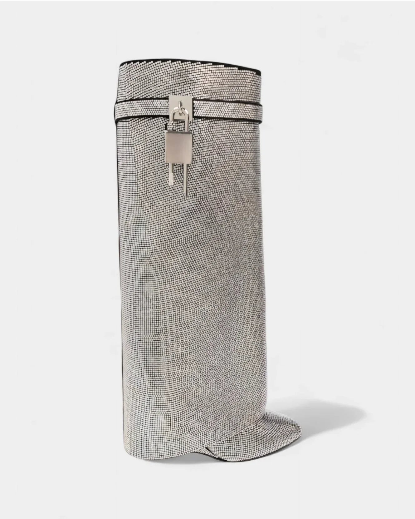 Lock Boots, Rhinestone Silver