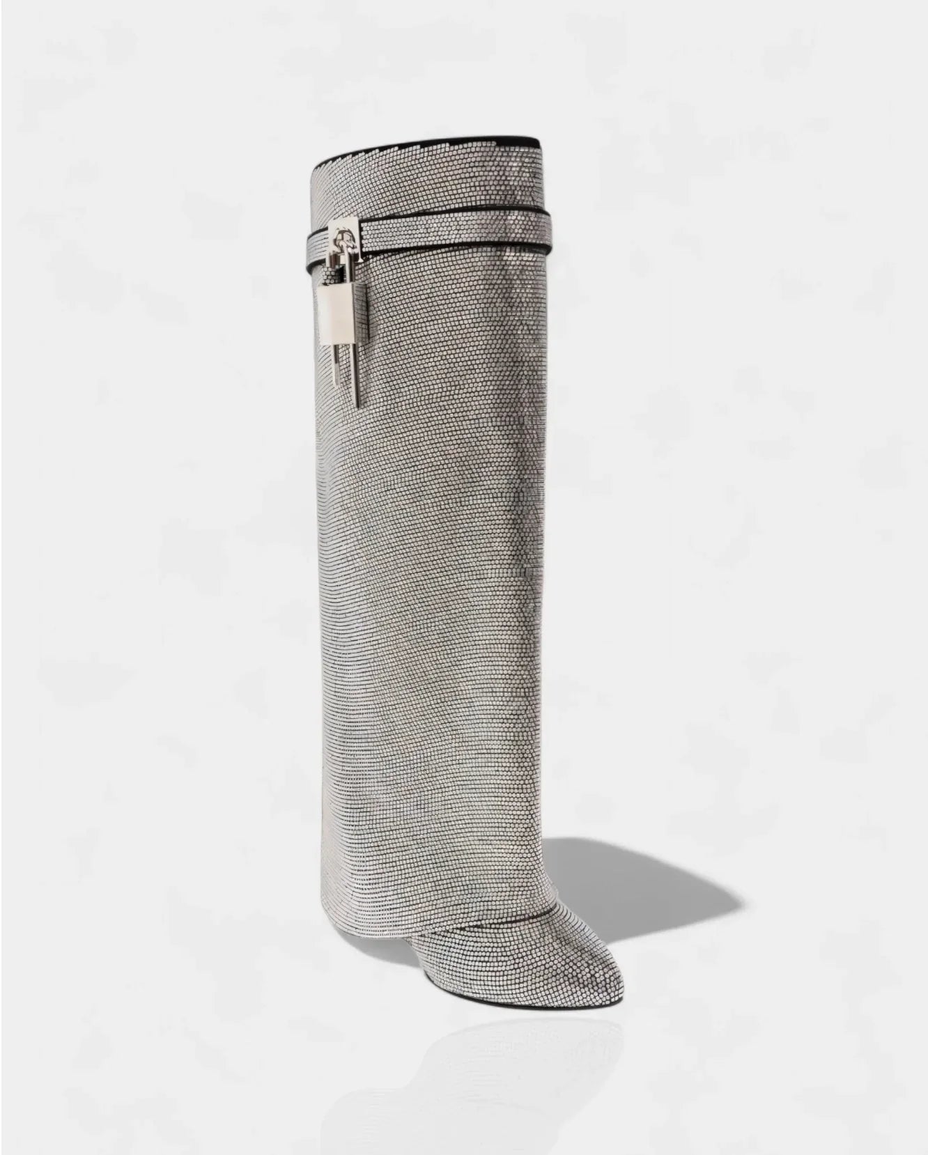 Lock Boots, Rhinestone Silver