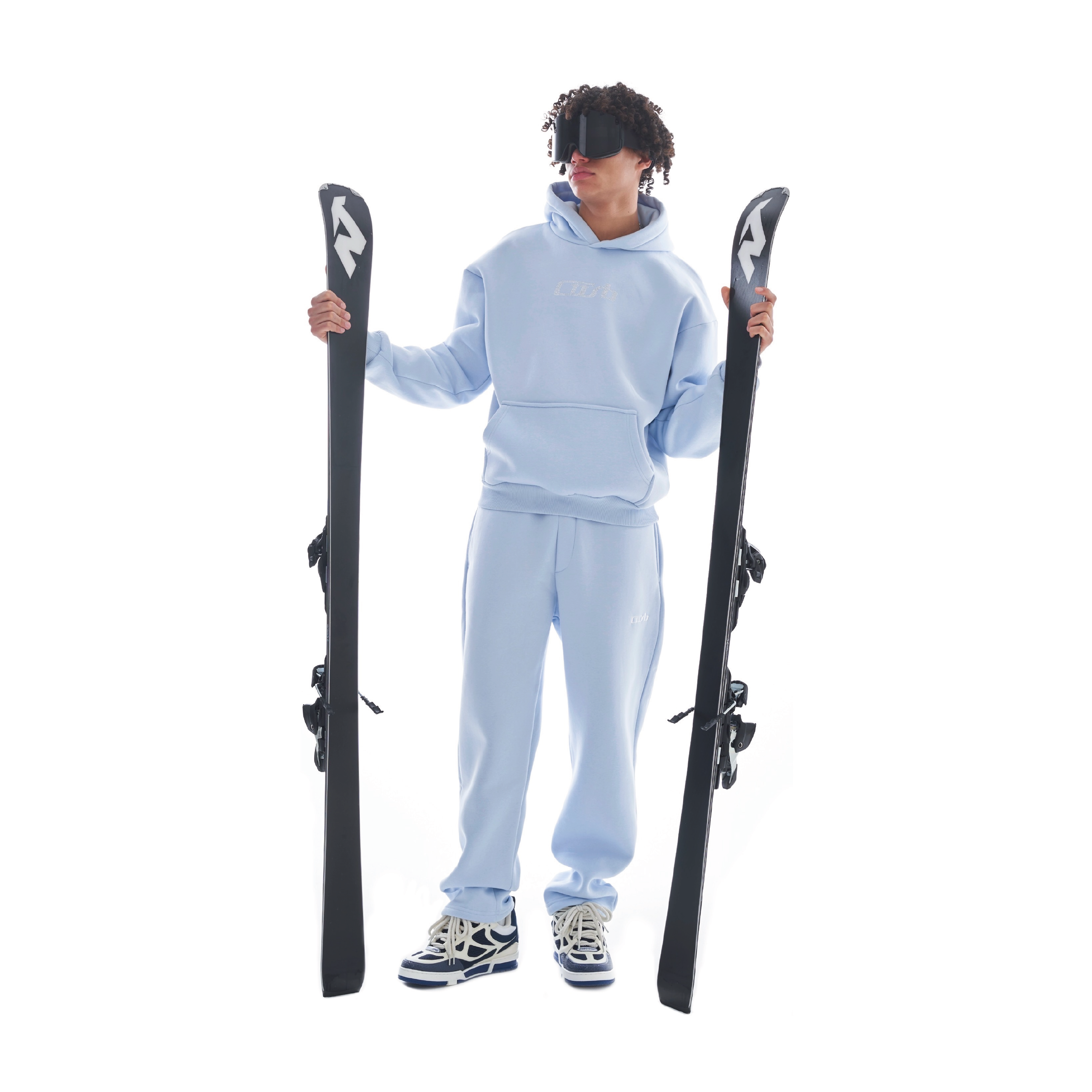 RHINESTONE HOODIE BABYBLUE