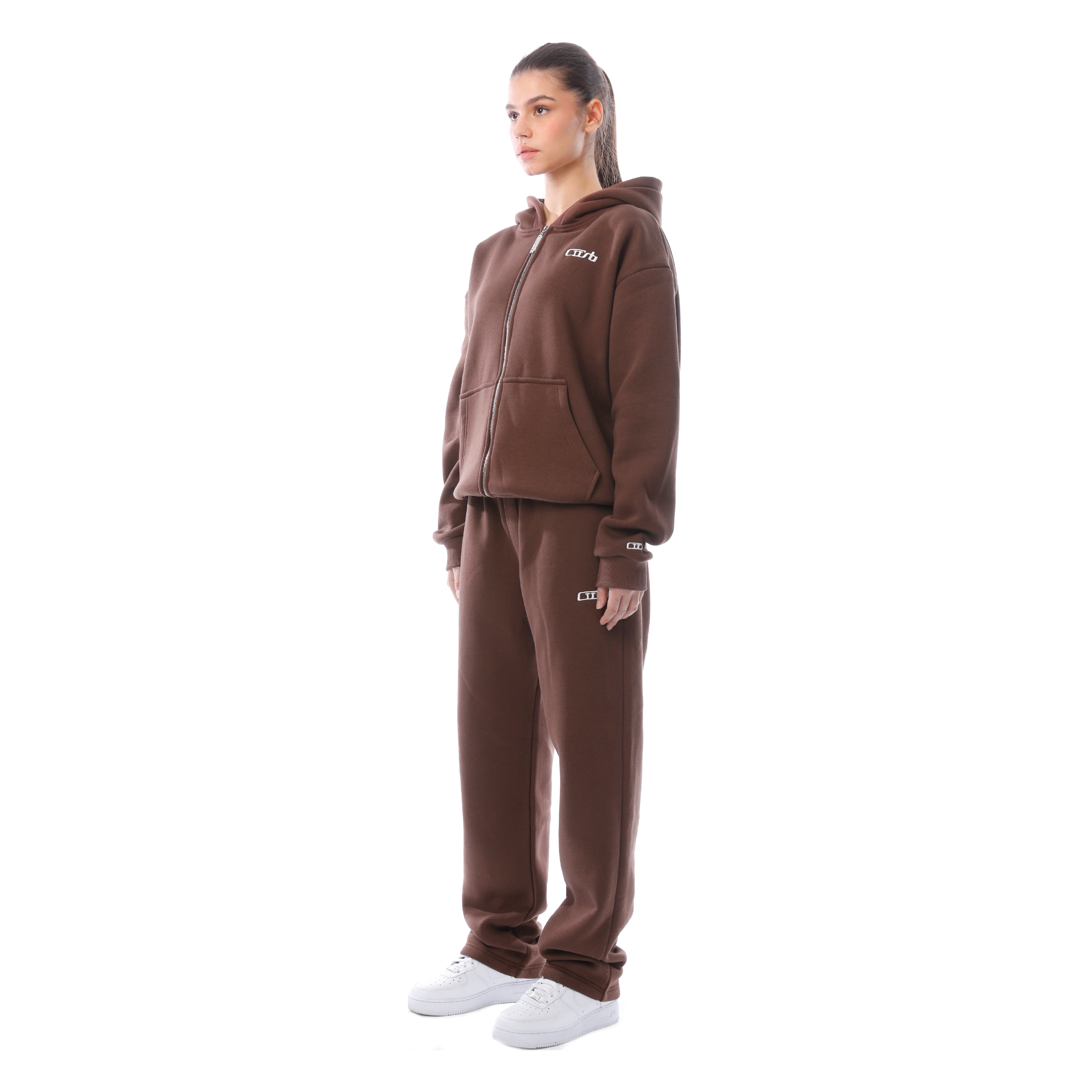 OPEN LEG JOGGER BROWN