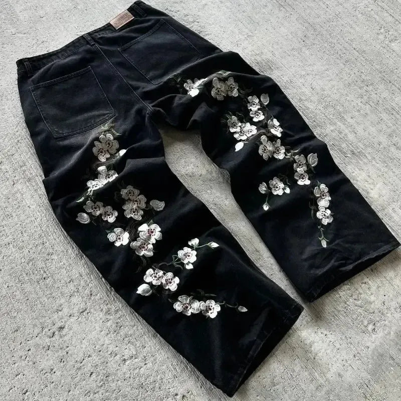 Jean cherry blossom-y2k streetwear
