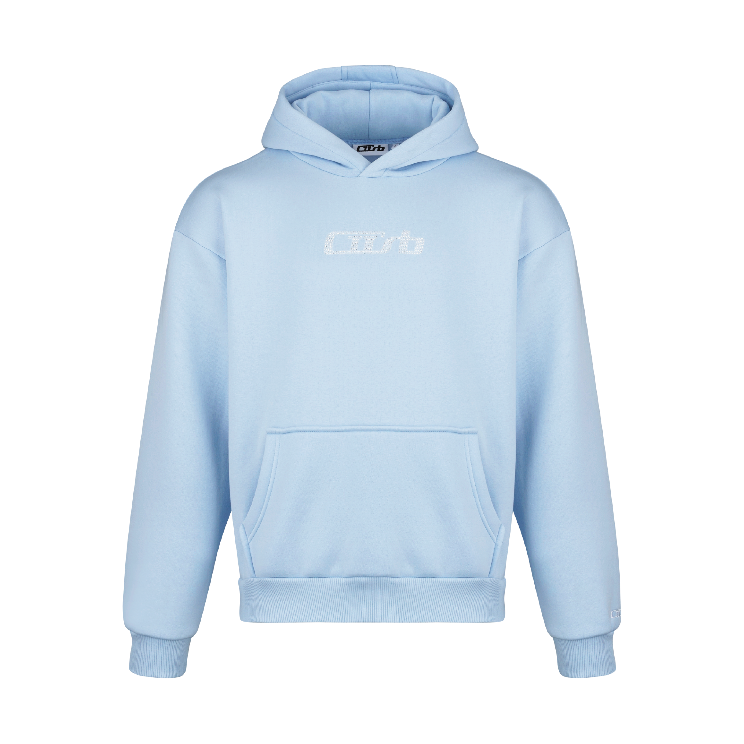 RHINESTONE HOODIE BABYBLUE